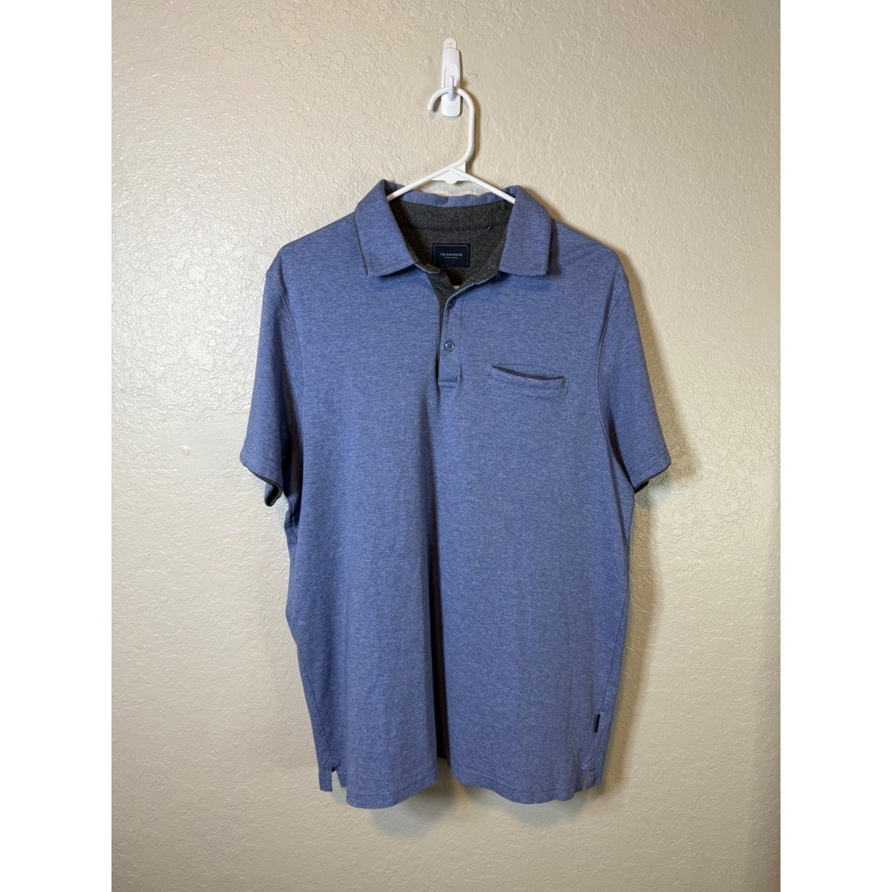 7 Diamonds Orchard Polo Shirt Men's Short Sleeve Blue Gray Trim Casual